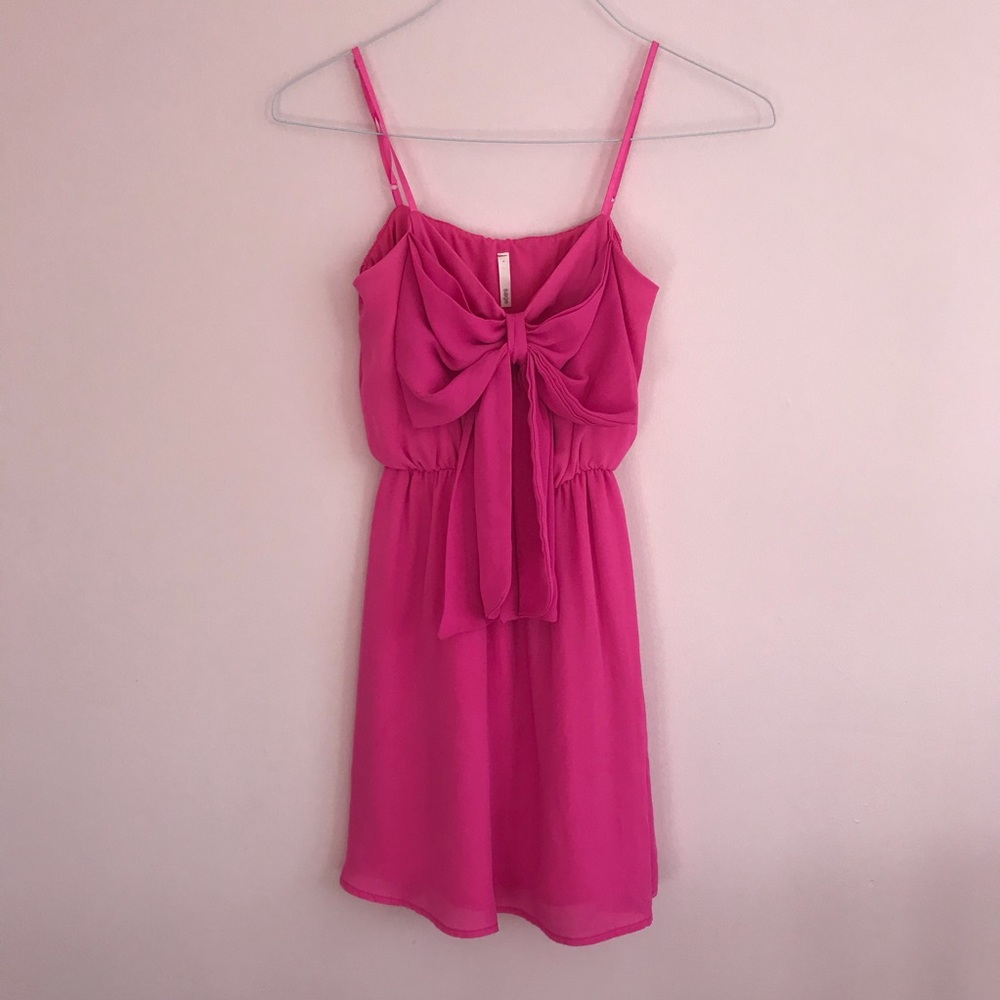 Sage pink bow dress